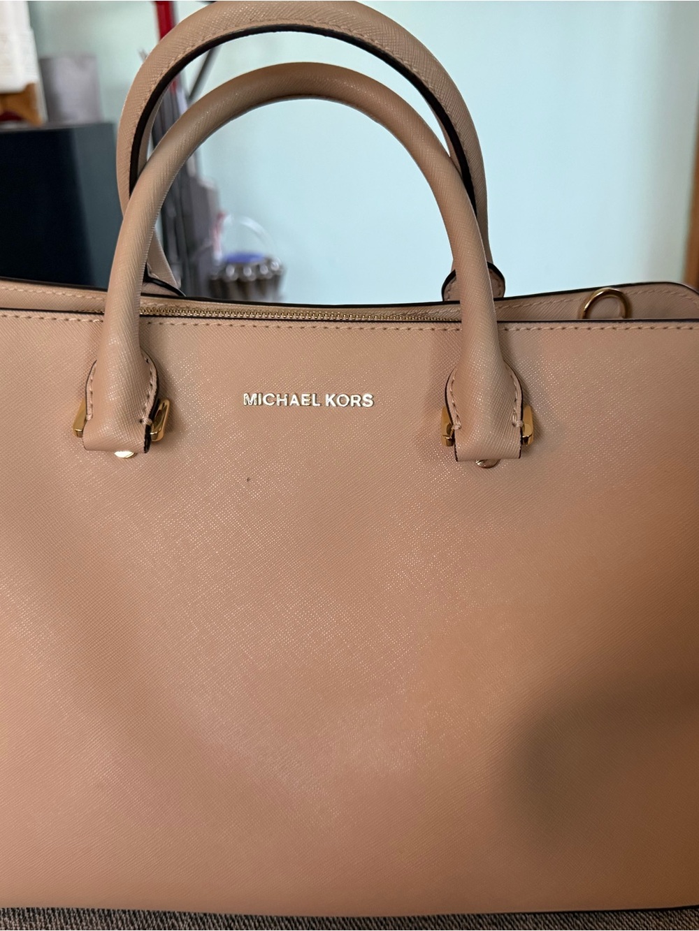 Michael Kors Pink-Tan Saffiano Leather Satchel